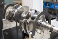 VR38 Crankshaft Mounted on AAM Competition's CNC Engine Balancer